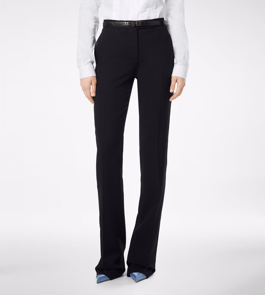 BI-COLOR SHARP GRAIN DE POUDRE TAILORED TUXEDO STRAIGHT PANTS