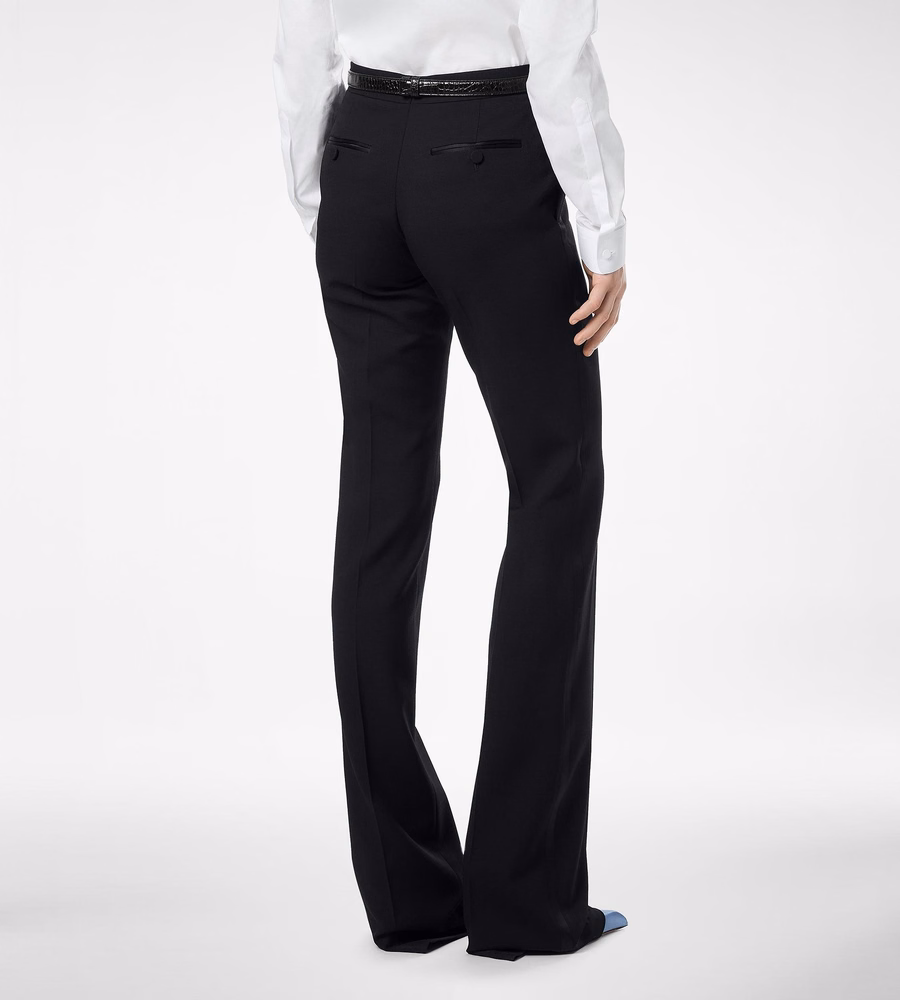 BI-COLOR SHARP GRAIN DE POUDRE TAILORED TUXEDO STRAIGHT PANTS