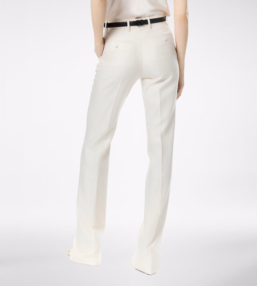 SHADOW STRIPE WOOL SILK TAILORED STRAIGHT PANTS