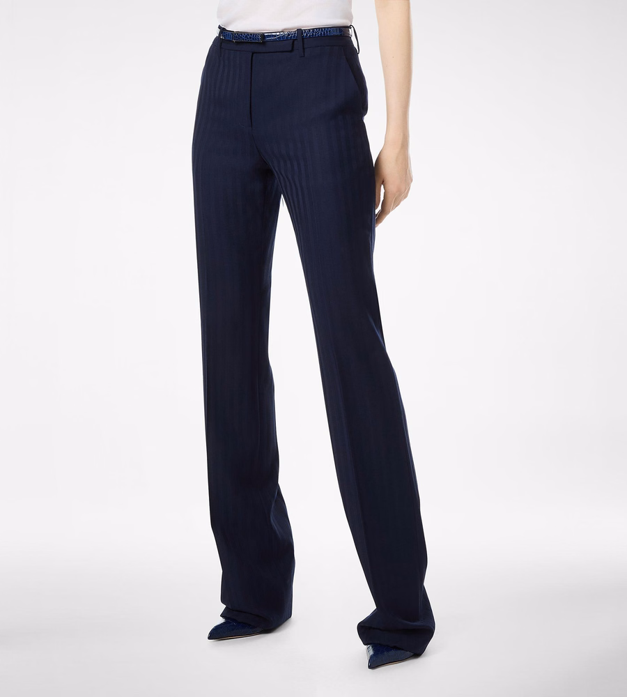 TONAL STRIPE VIRGIN WOOL TAILORED STRAIGHT PANTS