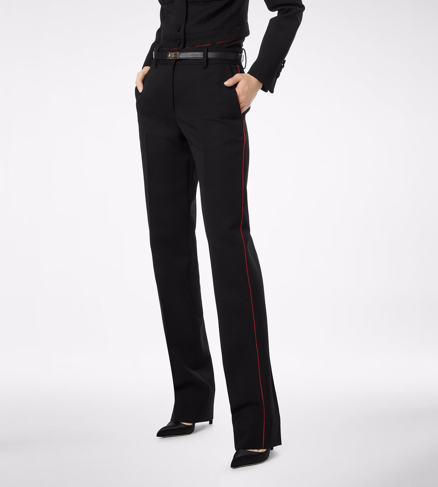 SHARP WOOL GABARDINE OFFICER PANTS WITH PIPING