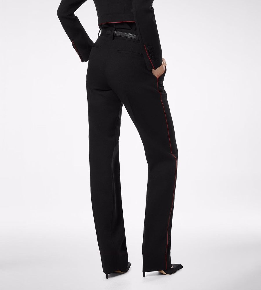 SHARP WOOL GABARDINE OFFICER PANTS WITH PIPING