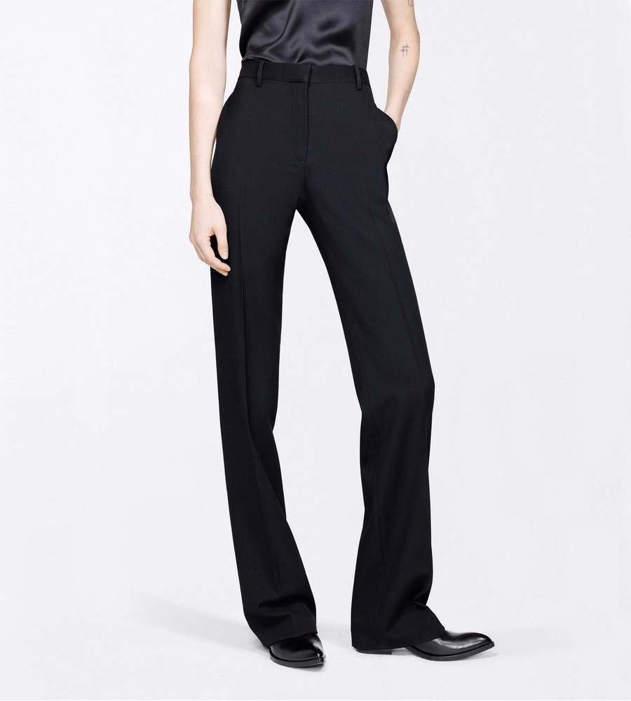 SHARP GRAIN DE POUDRE TAILORED STRAIGHT BOYFRIEND PANTS