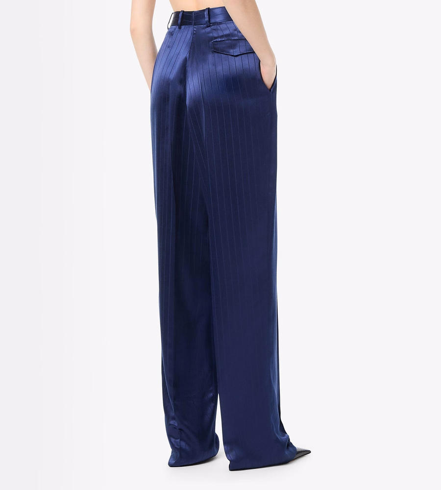 STRIPED HIGH-WAIST TAILORED WIDE LEG PLEATED STRAIGHT PANTS