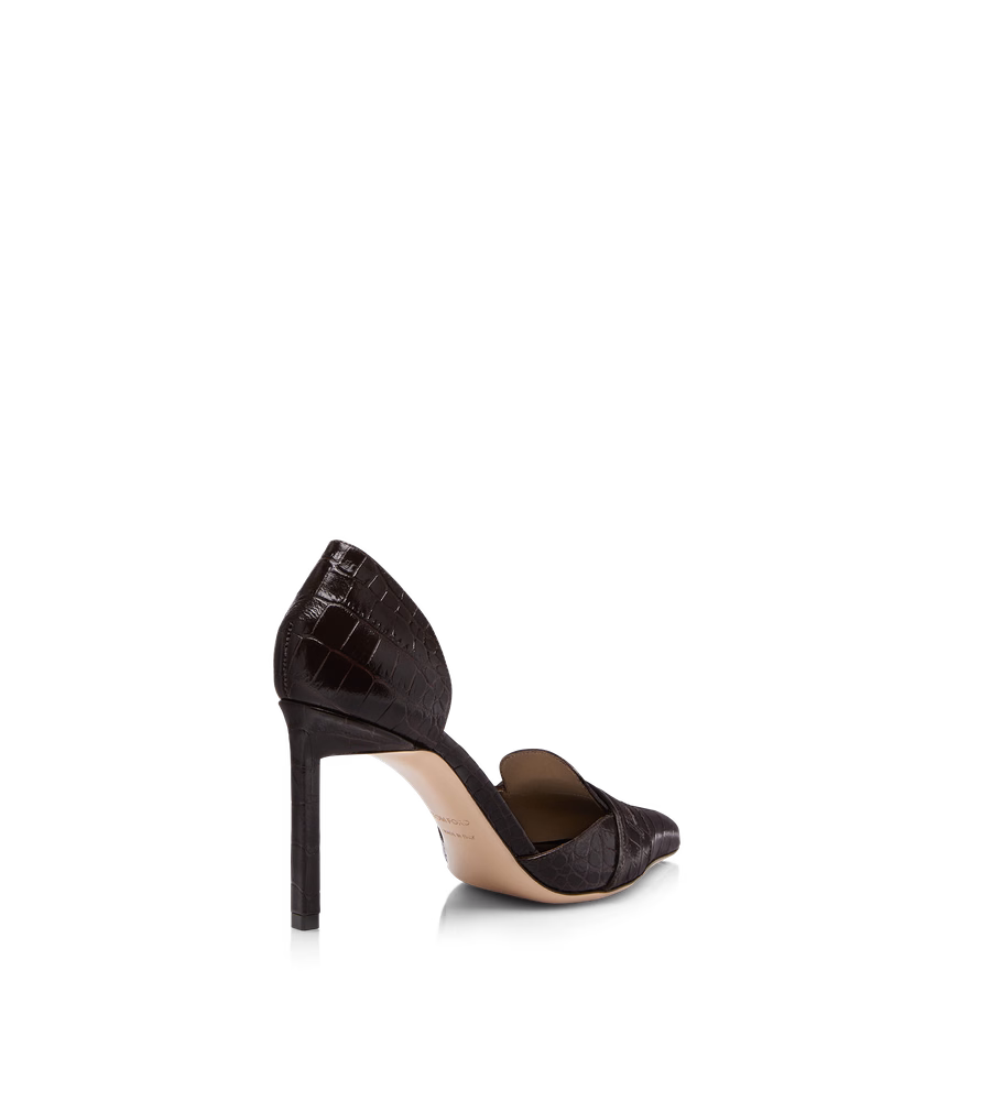 SHINY STAMPED CROCODILE LEATHER EVA D'ORSAY PUMP