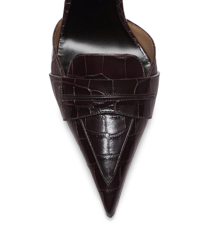 SHINY STAMPED CROCODILE LEATHER EVA D'ORSAY PUMP