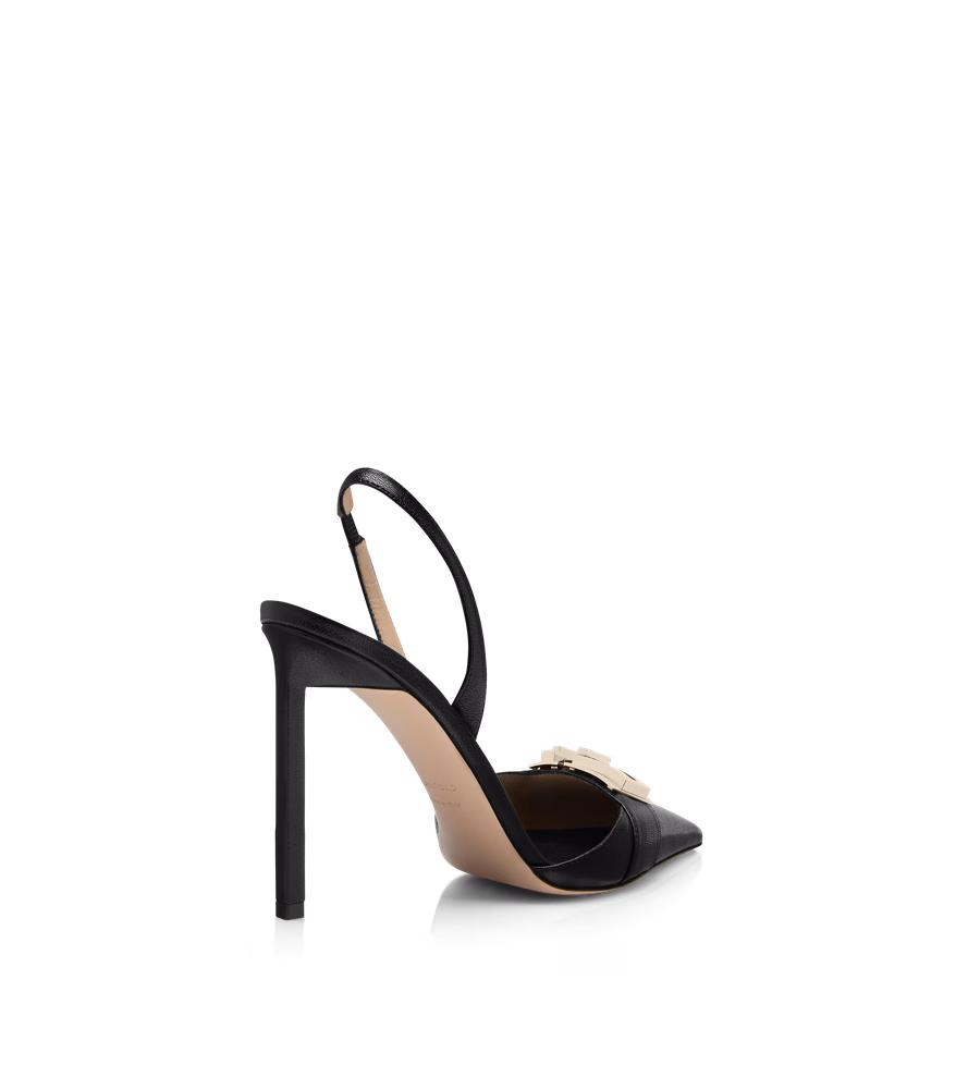 SUPPLE GRAIN LEATHER T LATCH SLINGBACK