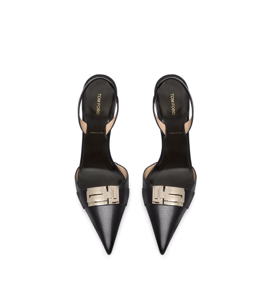 SUPPLE GRAIN LEATHER T LATCH SLINGBACK