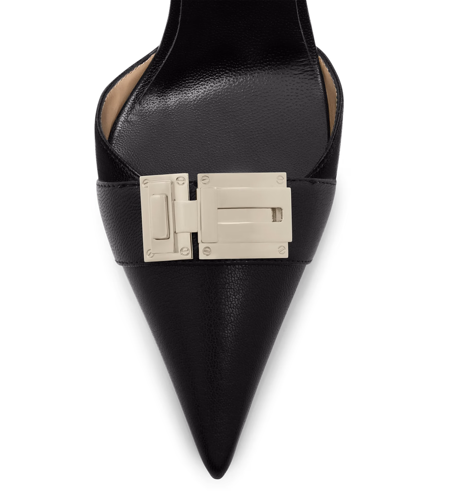 SUPPLE GRAIN LEATHER T LATCH SLINGBACK