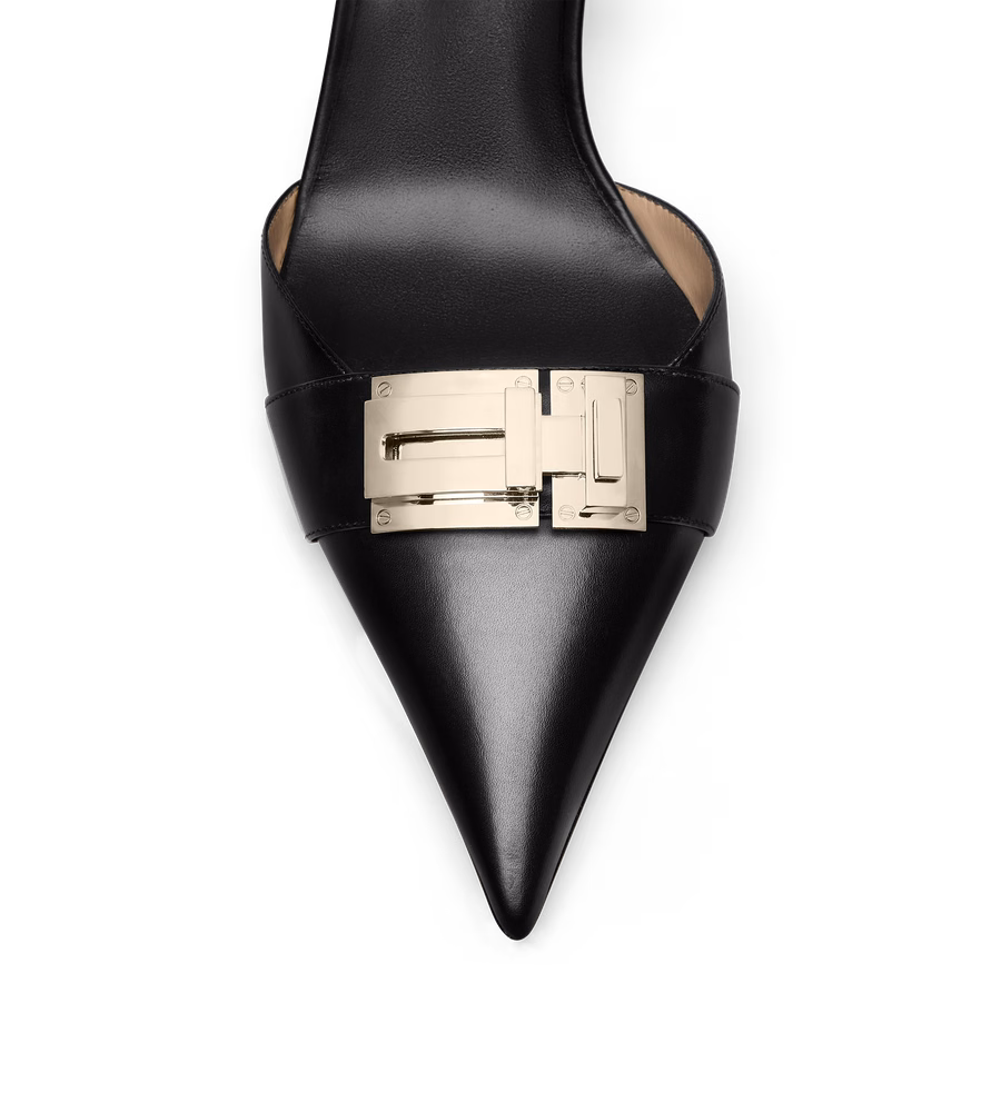 SHINY LEATHER T LATCH SLINGBACK
