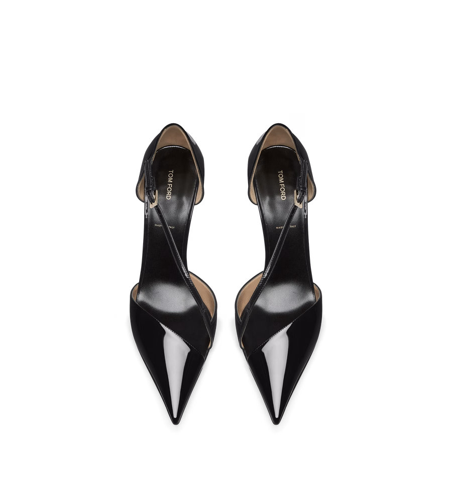 PATENT LEATHER ASYMMETRIC PUMP