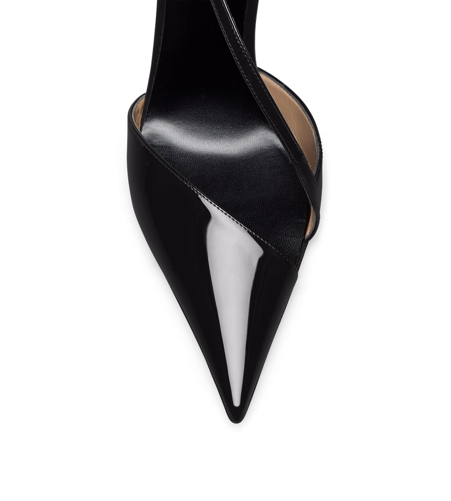 PATENT LEATHER ASYMMETRIC PUMP