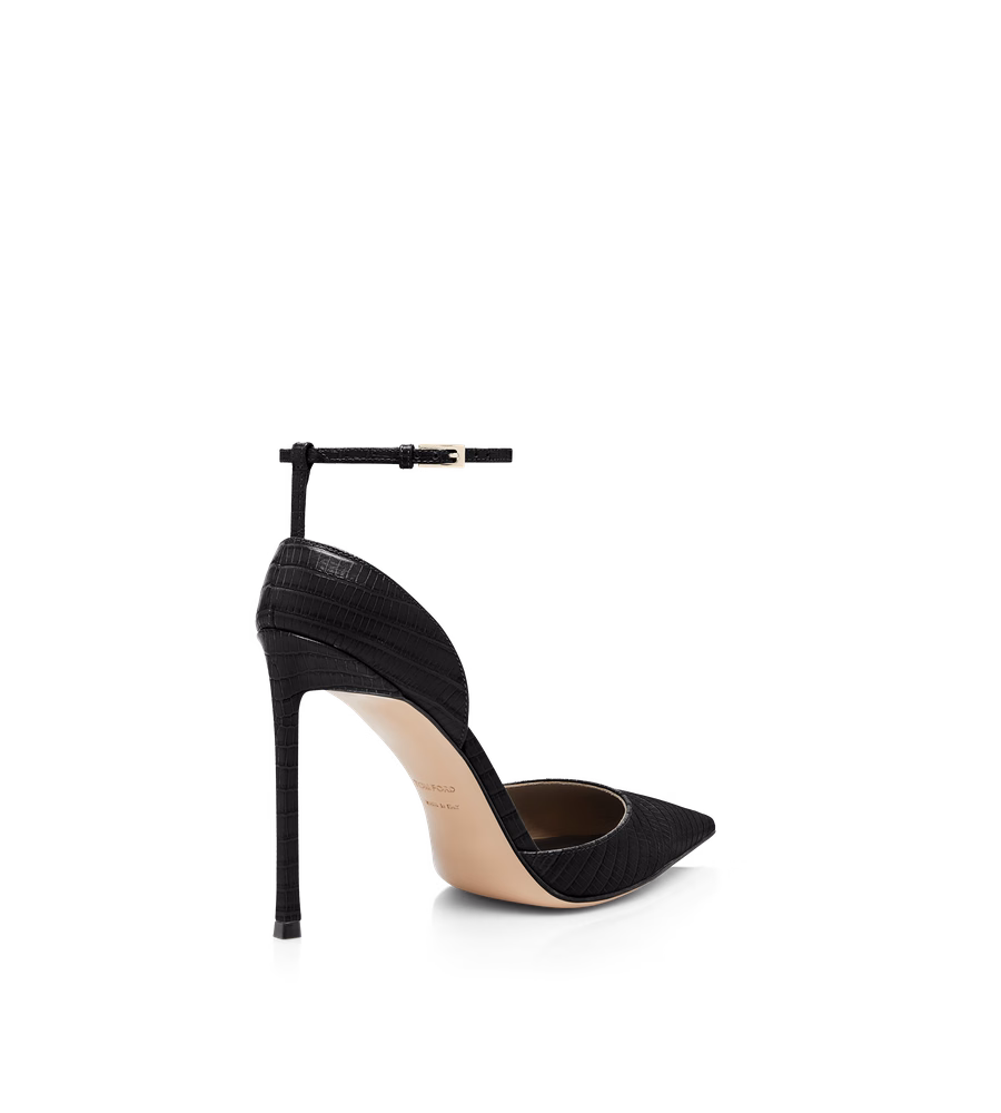 TEJUS-EFFECT PRINTED LEATHER VERTIGO ANKLE STRAP PUMP