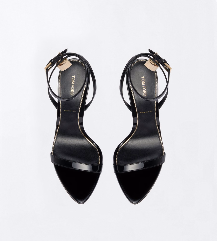 PATENT LEATHER PADLOCK POINTY NAKED SANDAL