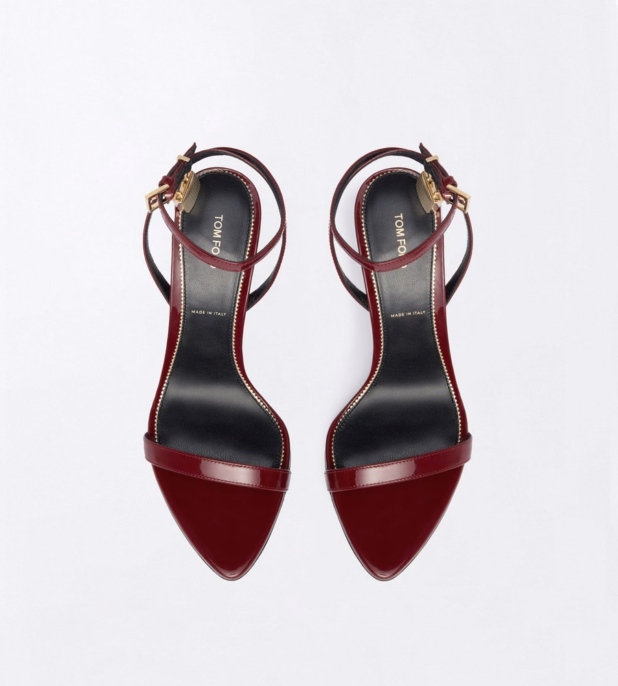 PATENT LEATHER PADLOCK POINTY NAKED SANDAL