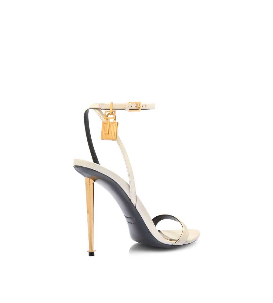 SHINY LEATHER PADLOCK POINTY NAKED SANDAL
