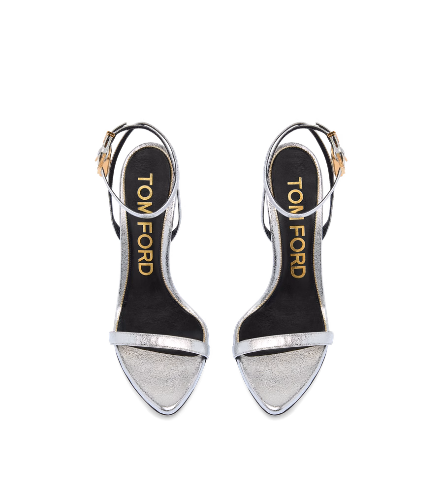 LAMINATED NAPPA LEATHER PADLOCK POINTY NAKED SANDAL
