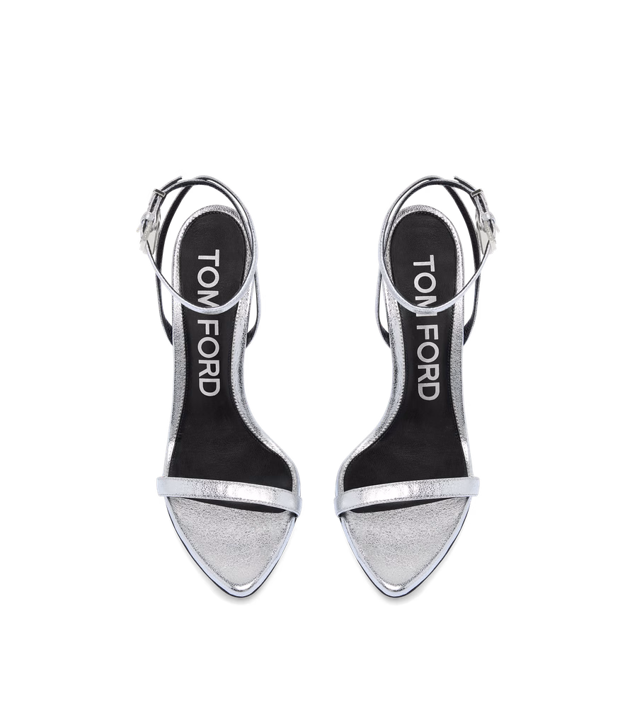 LAMINATED NAPPA LEATHER PADLOCK POINTY NAKED SANDAL