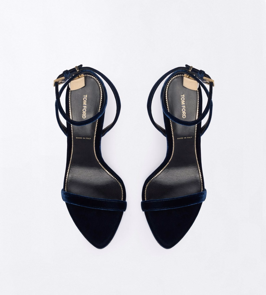 VELVET PADLOCK POINTY NAKED SANDAL