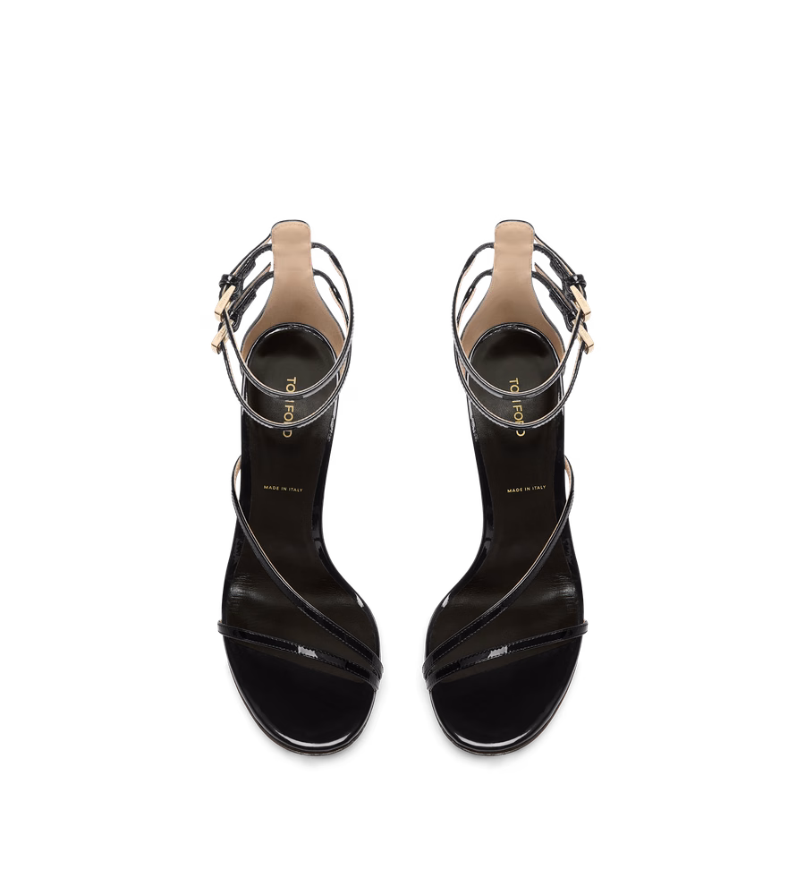 PATENT LEATHER ANKLE STRAP SANDAL