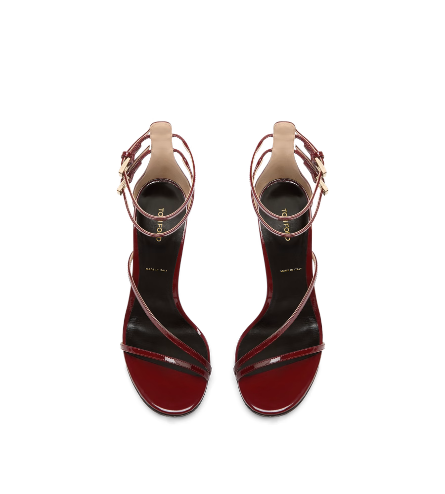 PATENT LEATHER ANKLE STRAP SANDAL