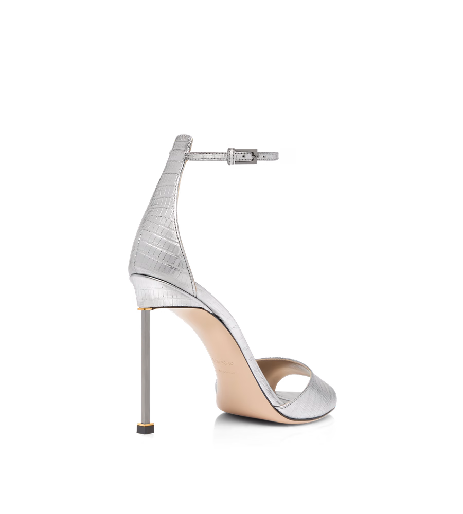 LAMINATED PRINTED TEJUS SPIRE ANKLE STRAP SANDAL