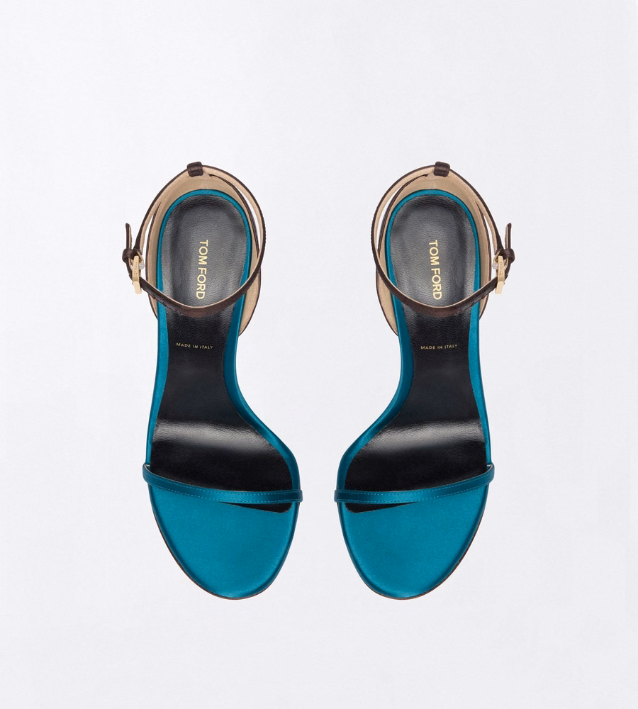 SATIN VERTIGO ANKLE STRAP SANDAL