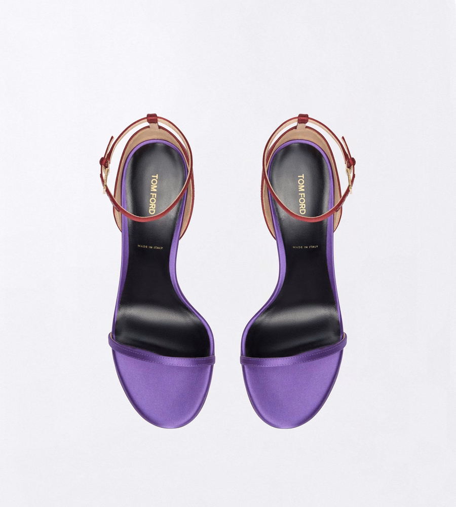 SATIN VERTIGO ANKLE STRAP SANDAL