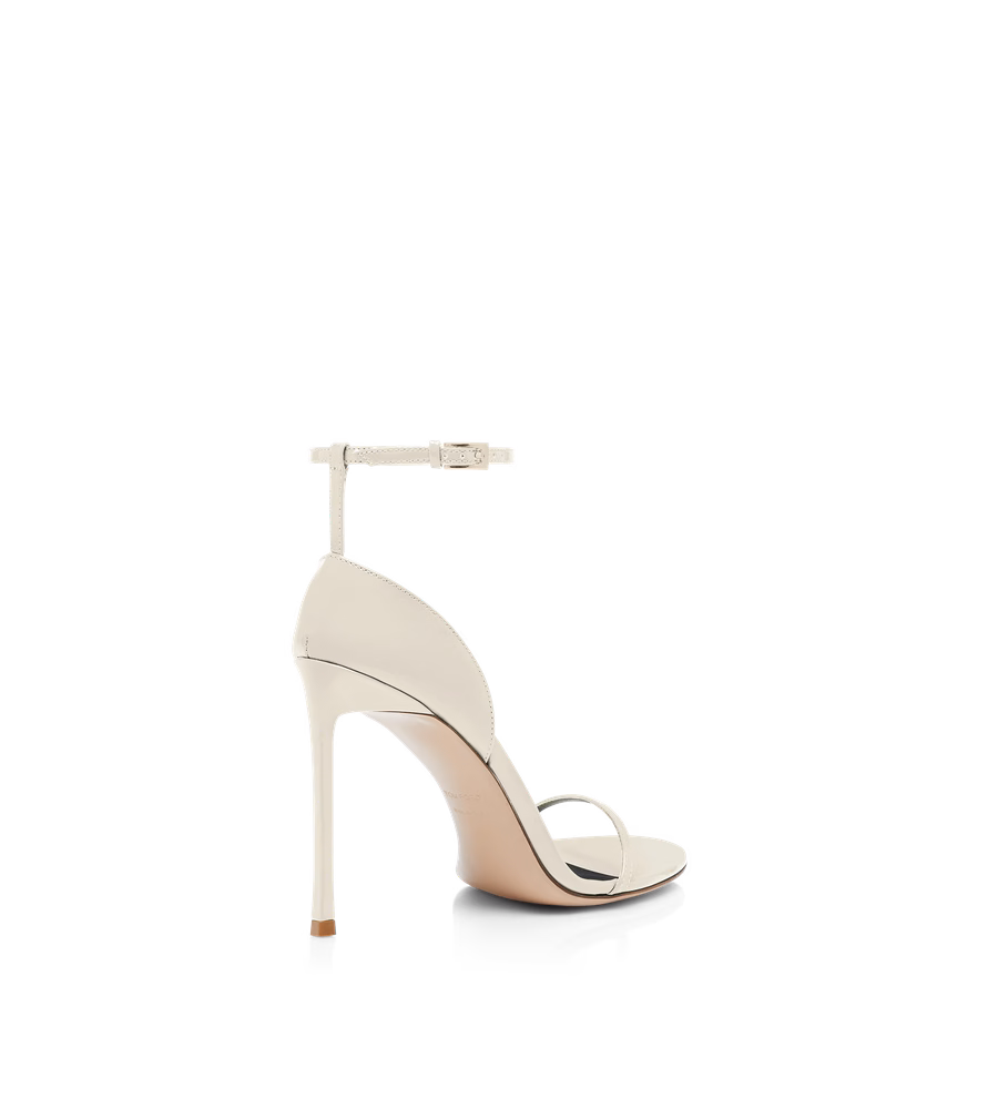 PATENT LEATHER VERTIGO ANKLE STRAP SANDAL