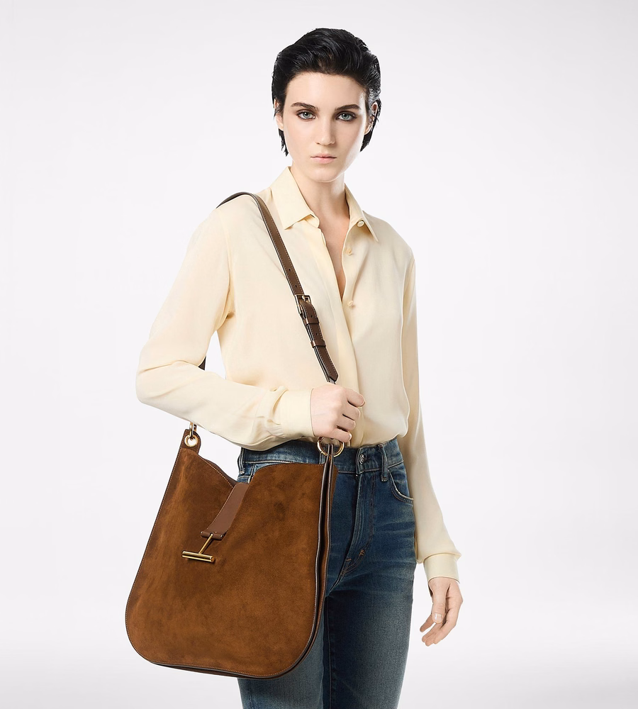 SUEDE LEATHER AND SMOOTH LEATHER TARA LARGE CROSSBODY