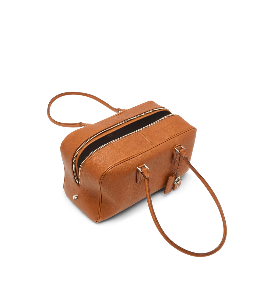 SOFT GRAIN LEATHER ZIPPED SMALL STRYKE SHOULDER BAG