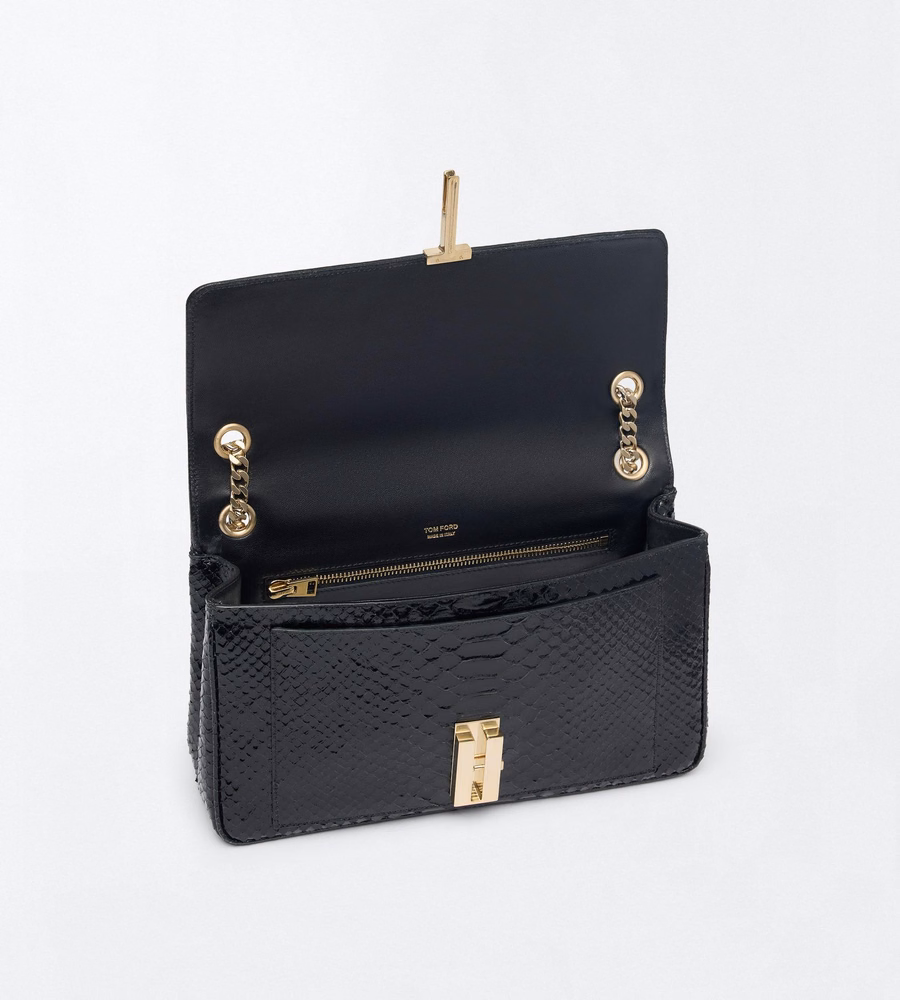 SEMI SHINY PRINTED PYTHON MIA CHAIN SHOULDER BAG