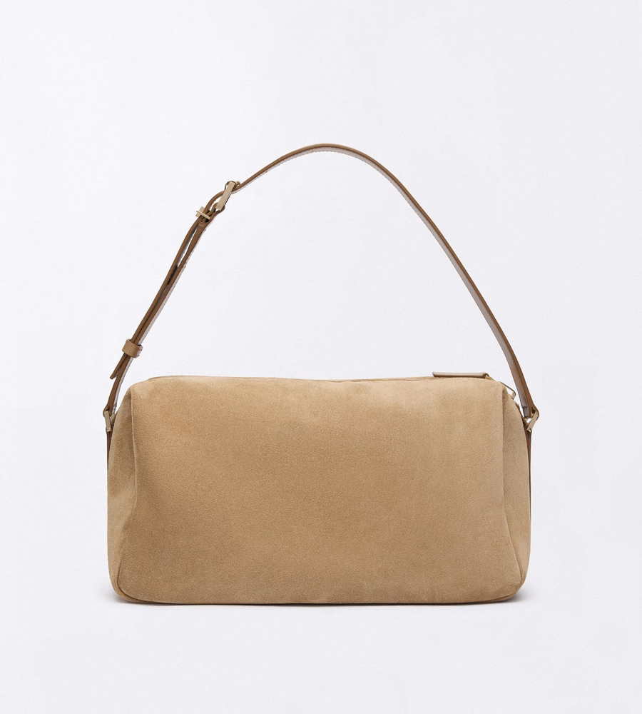 SUEDE LEATHER T LOOP SHOULDER BAG