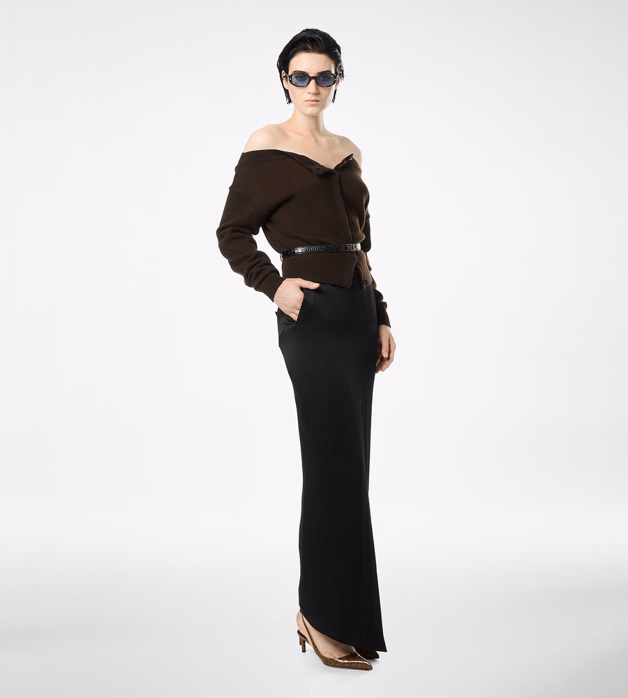 CREPE ENVERS SATIN TAILORED SKIRT