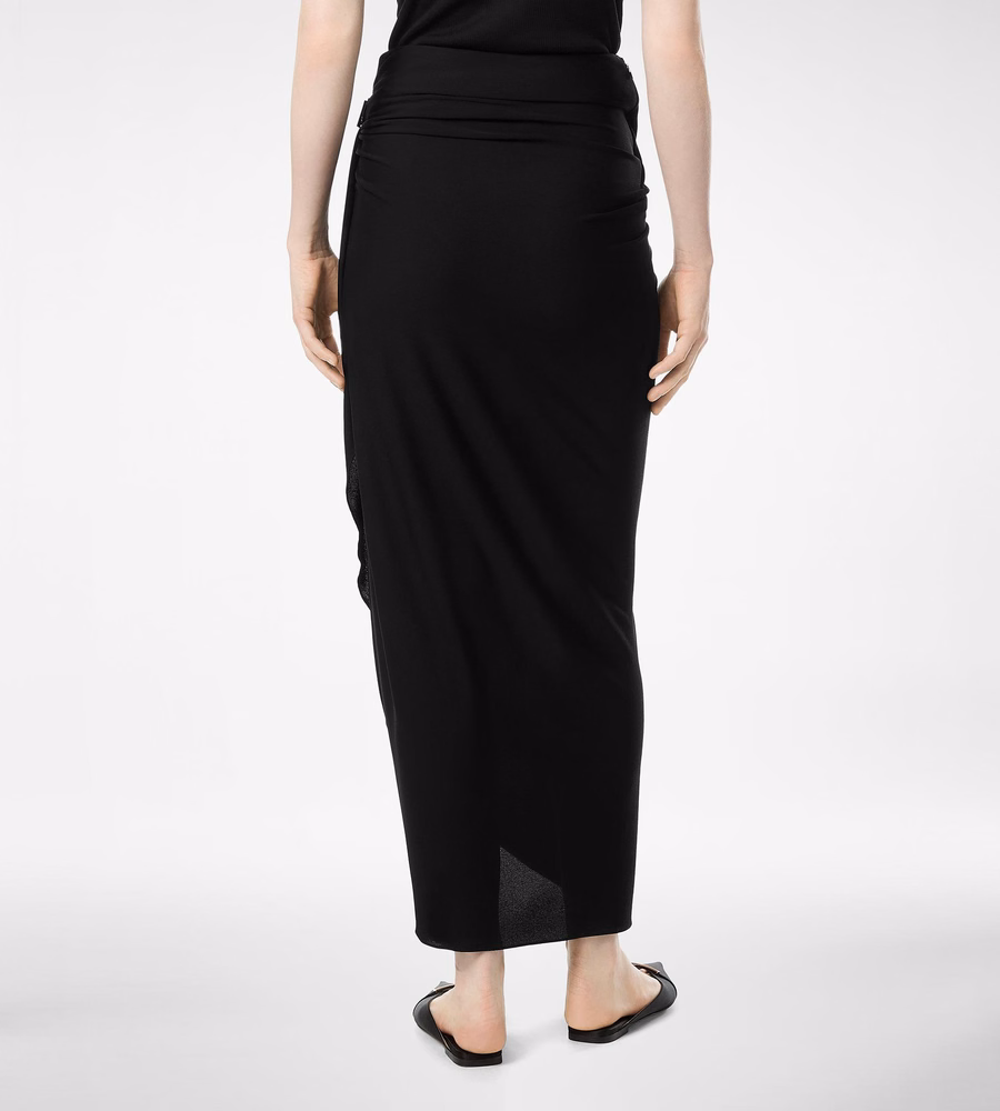 WRAP SKIRT WITH LEATHER DETAIL