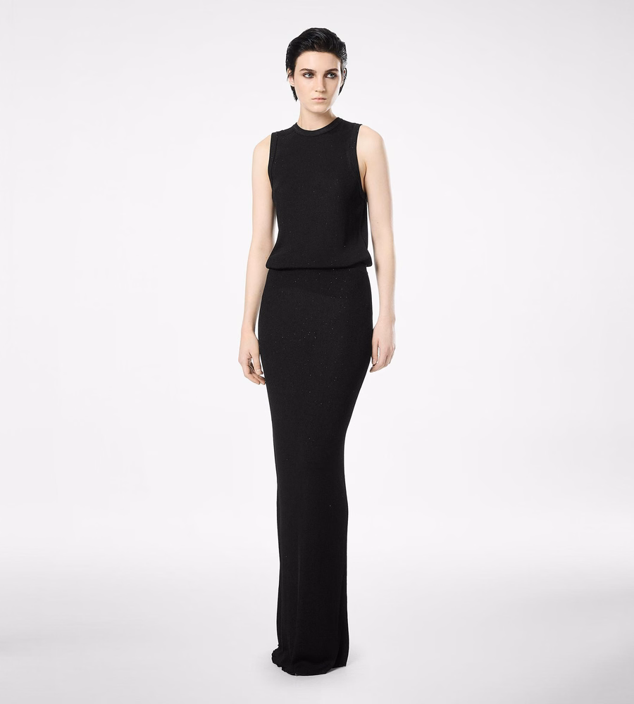 MICRO SEQUINS EMBELLISHED RIB LONG SKIRT