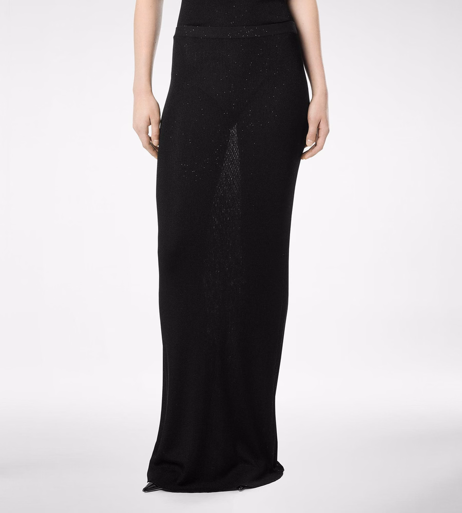 MICRO SEQUINS EMBELLISHED RIB LONG SKIRT