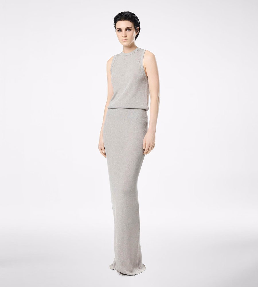 MICRO SEQUINS EMBELLISHED RIB LONG SKIRT