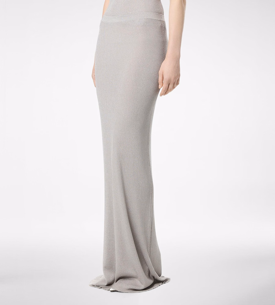 MICRO SEQUINS EMBELLISHED RIB LONG SKIRT