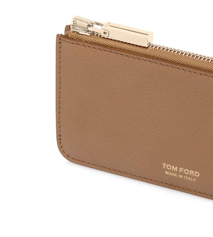 SUPPLE GRAIN LEATHER ZIPPED CARD HOLDER