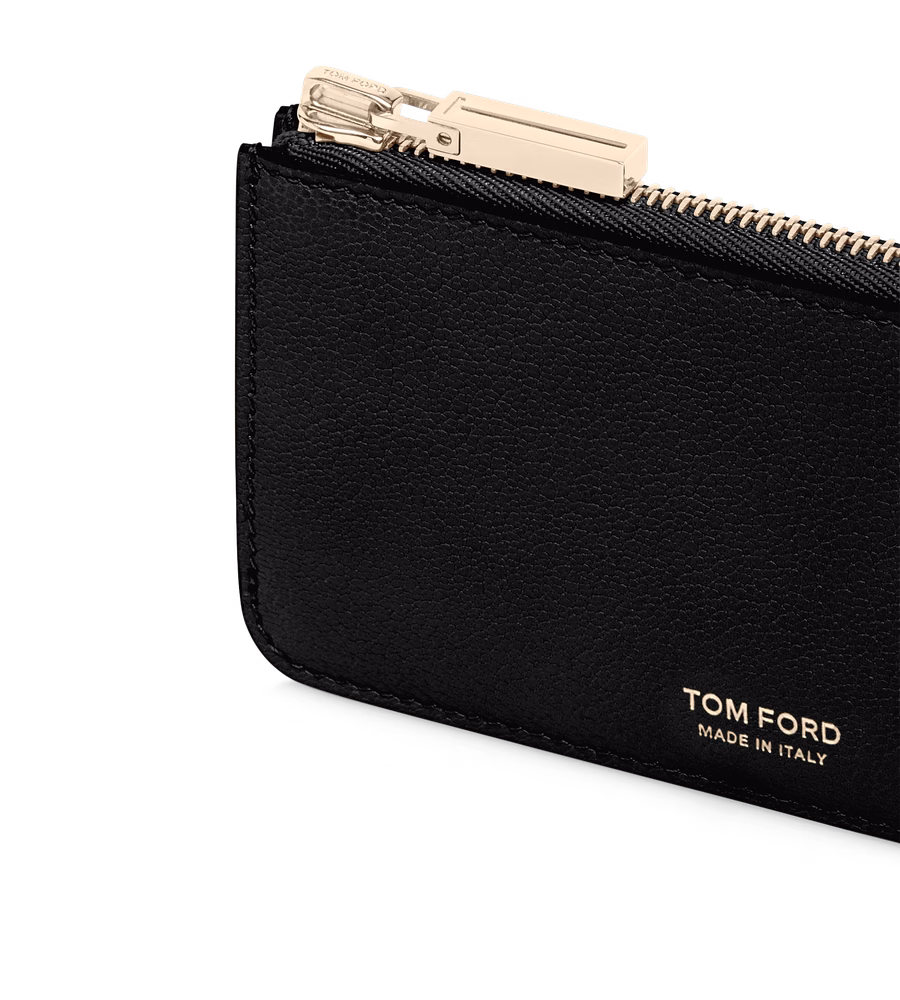 SUPPLE GRAIN LEATHER ZIPPED CARD HOLDER