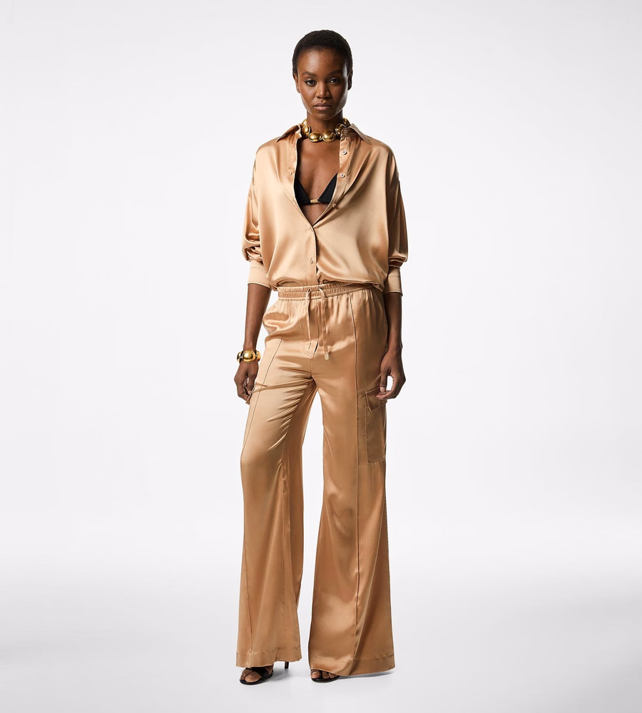 STRETCH SILK SATIN RELAXED FIT SHIRT