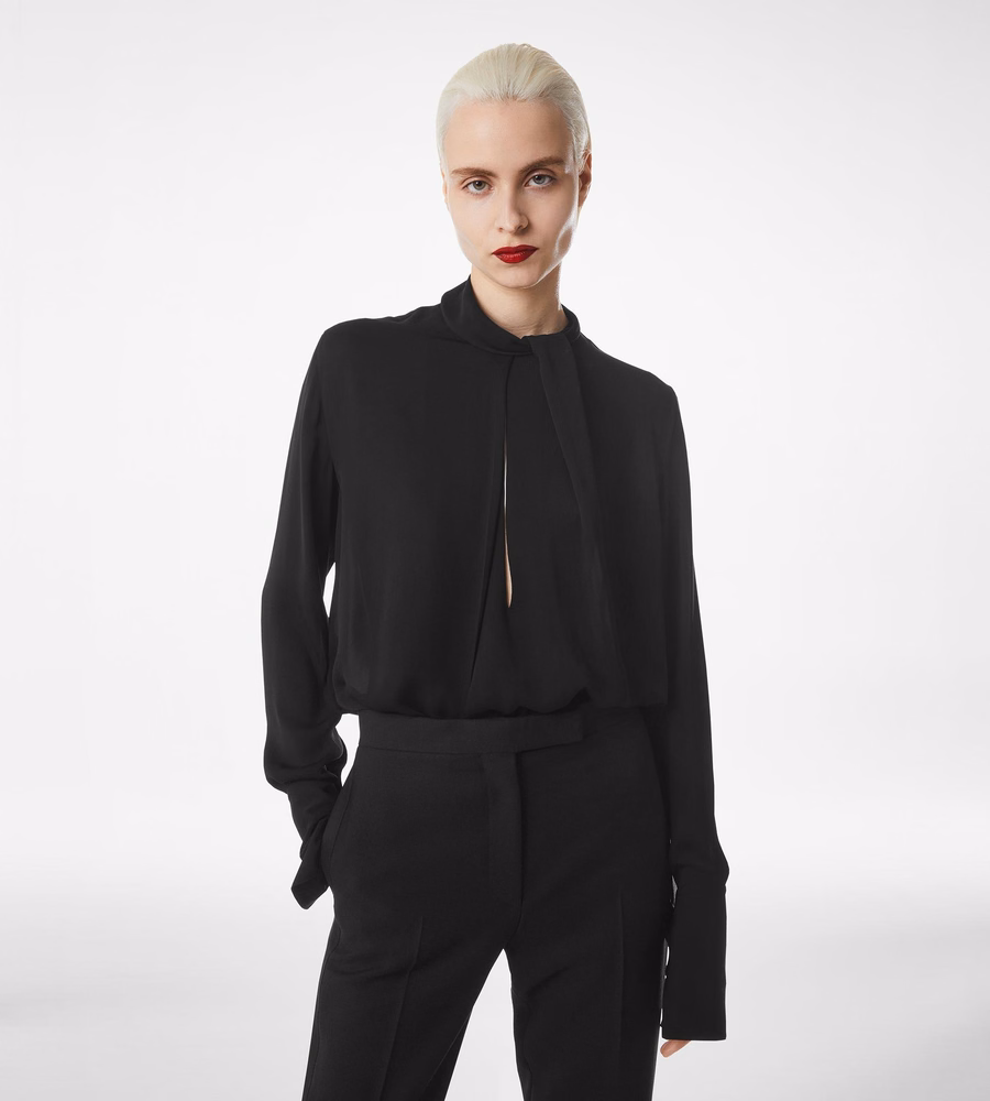 WASHED SILK GEORGETTE LONG SLEEVE BLOUSE