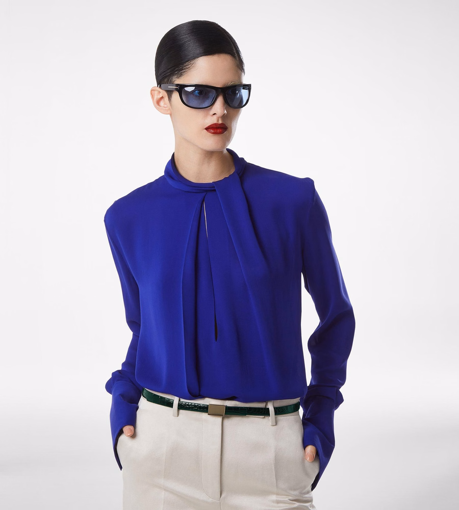 WASHED SILK GEORGETTE LONG SLEEVE BLOUSE