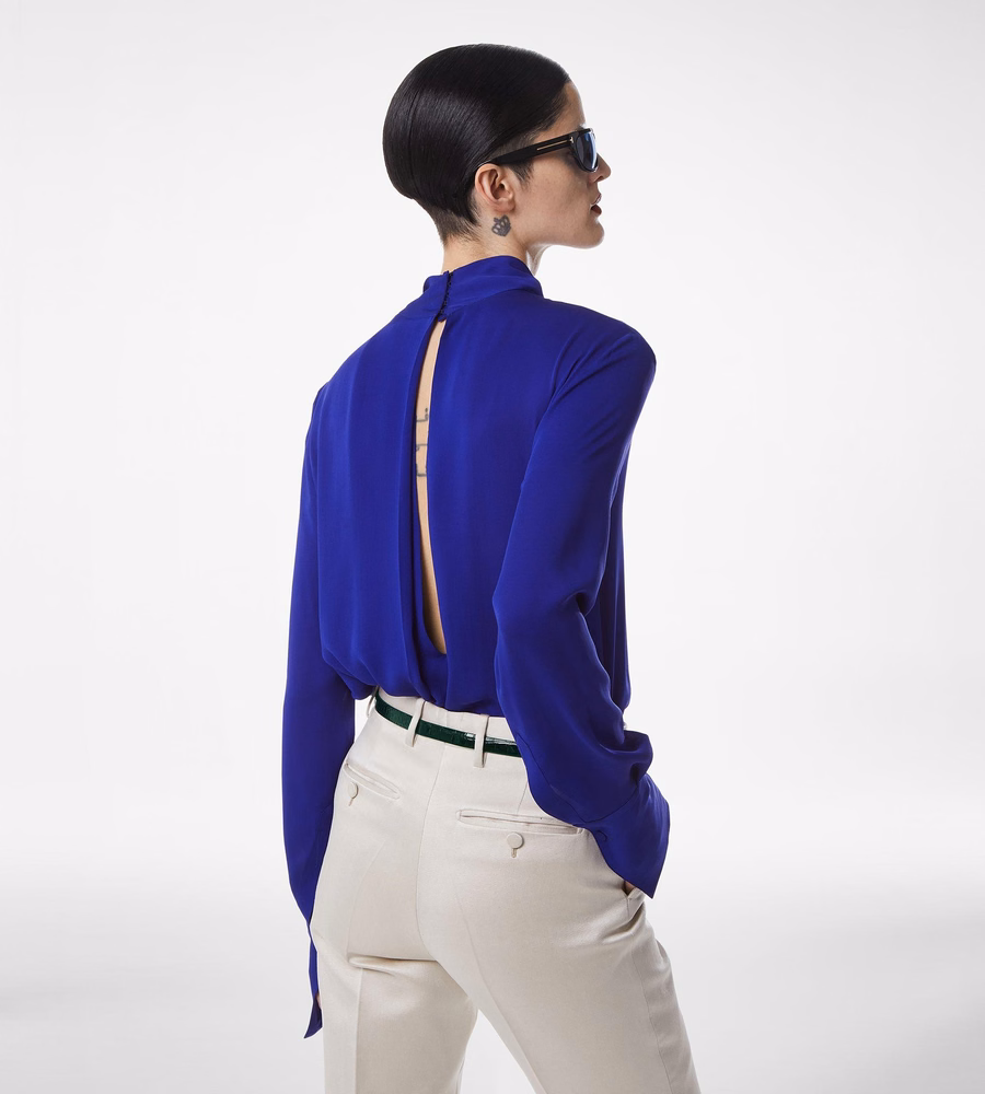 WASHED SILK GEORGETTE LONG SLEEVE BLOUSE