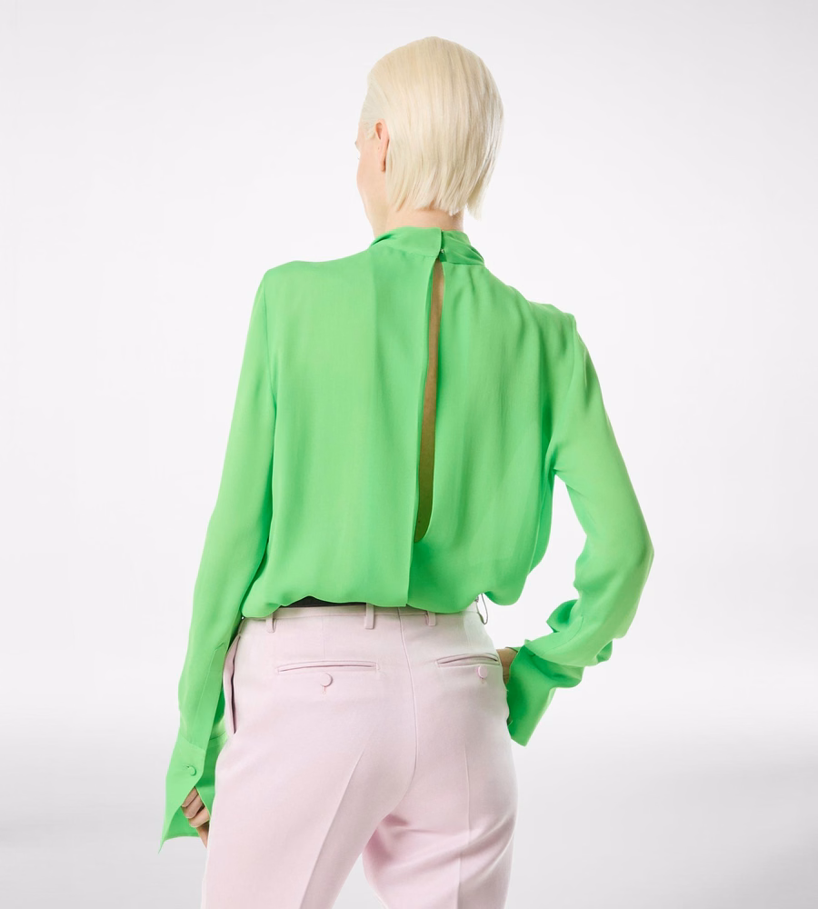 WASHED SILK GEORGETTE LONG SLEEVE BLOUSE