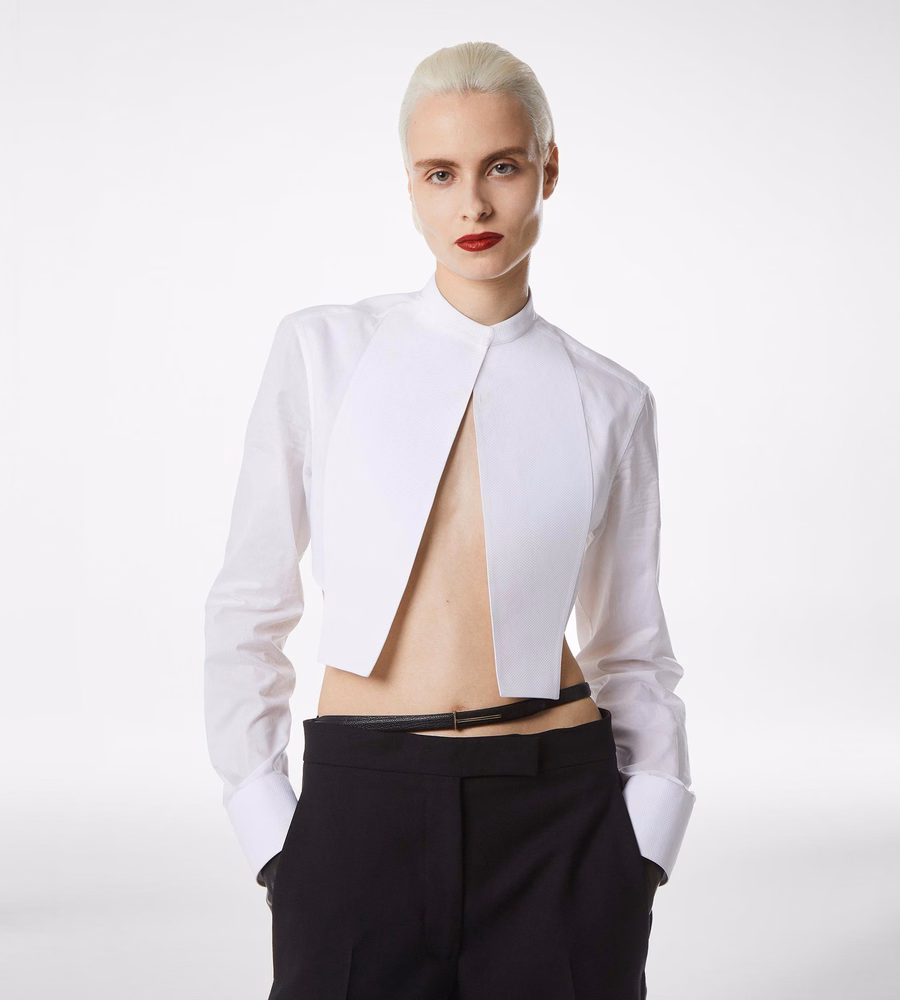COTTON VOILE CROPPED SHIRT