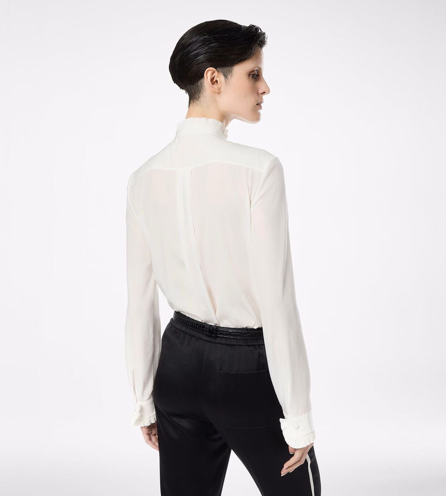 SILK CREPE DE CHINE SHIRT WITH PLISSE DETAILS