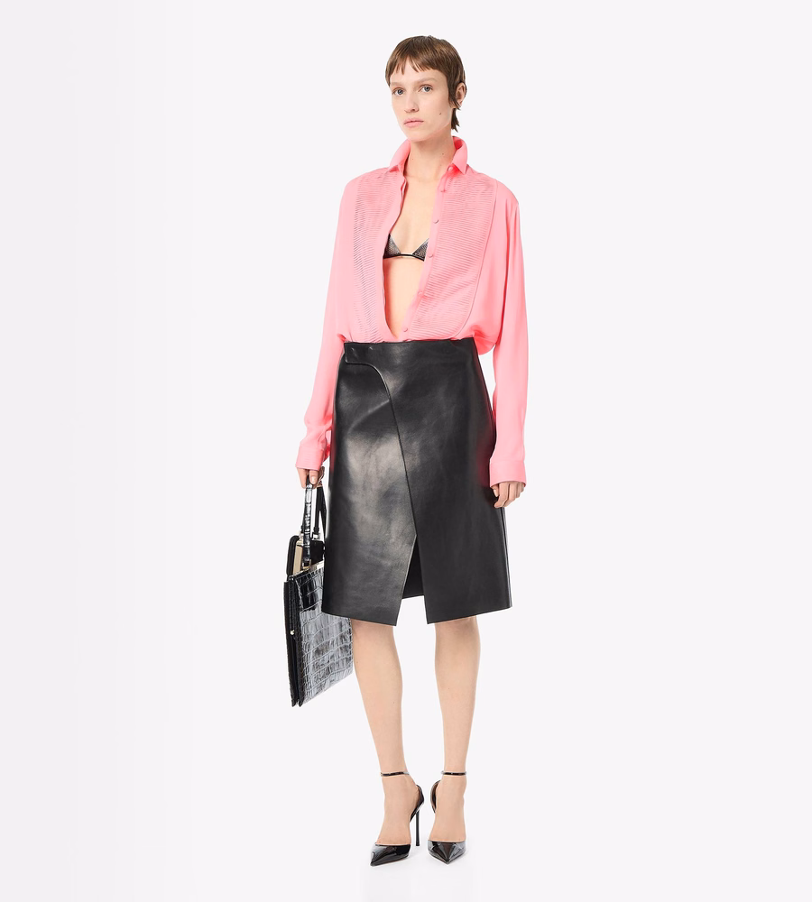 SILK TUXEDO SHIRT WITH PLEATED PLASTRON