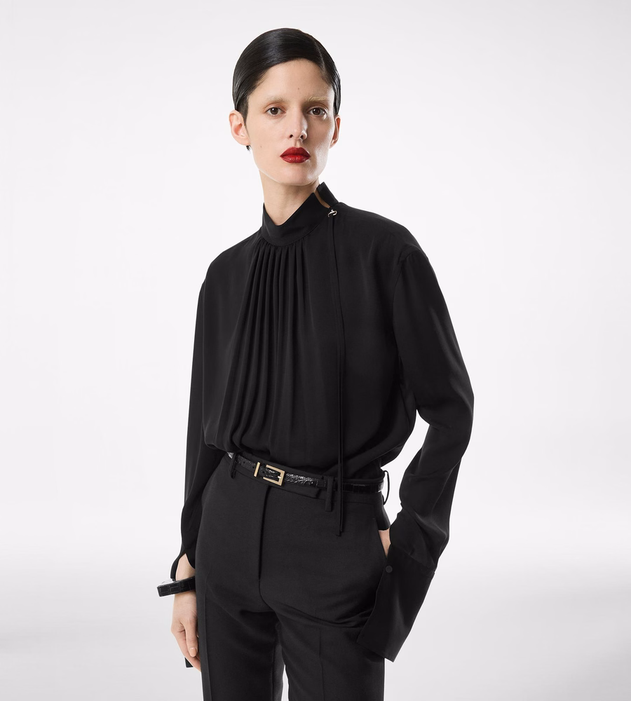 WASHED SILK GEORGETTE LONG SLEEVE BLOUSE